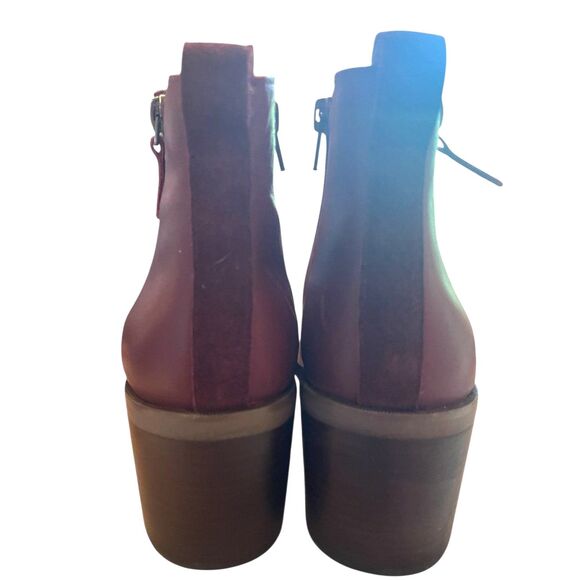 Crown Vintage Womens Suede Leather Burgundy Booties 8.5 Heel Zipper Classic - Picture 6 of 14